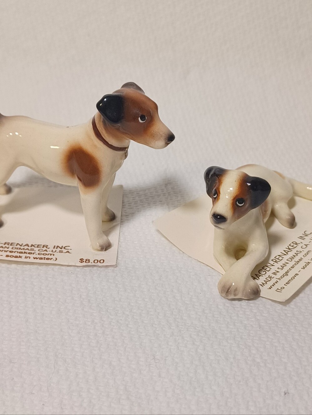 Hagen Renaker Jack Russell Terrier Dogs Standing & Laying Figurines Made in USA